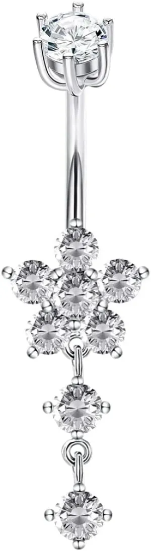 Sterling Silver Belly Button Rings, Real 925 Sterling Silver, 14G Sterling Silver Navel Rings, High Polished Smooth Surface, Resists Allergy, 925 Silver Belly Piercing