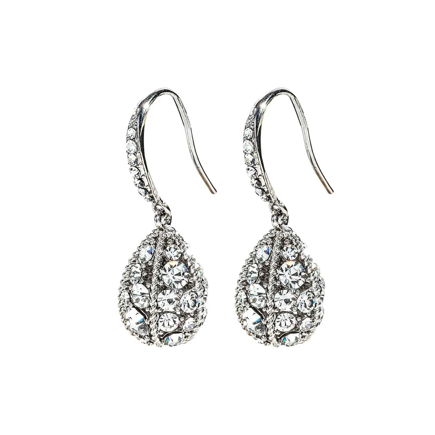 Sterling Silver Dangle Earrings for Women, Handmade 14K Gold Diamond Dangle Earrings, Jewelry Gifts for Women (Silver)