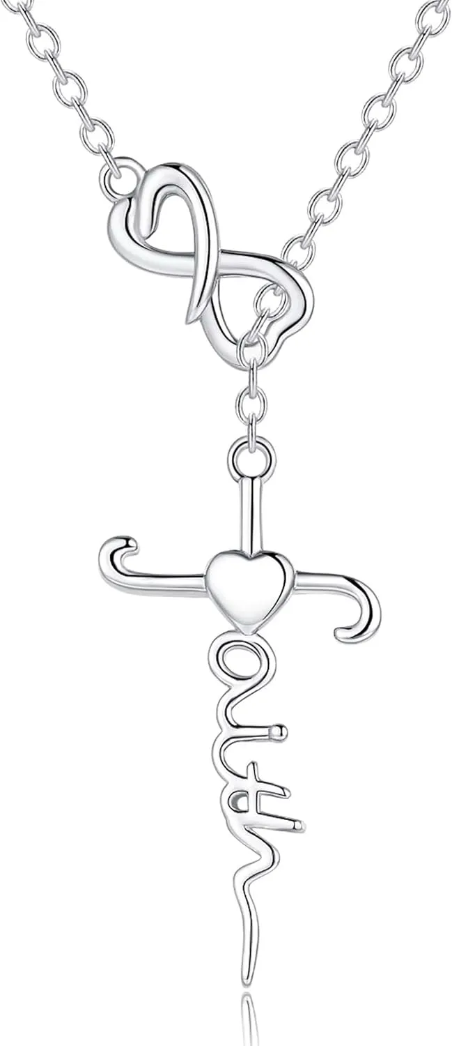 Sterling Silver Lariat Necklace for Mom and Daughter: Meaningful Mother Daughter Necklaces for Women  Mothers Day Birthday Christmas Jewelry Gift for Women