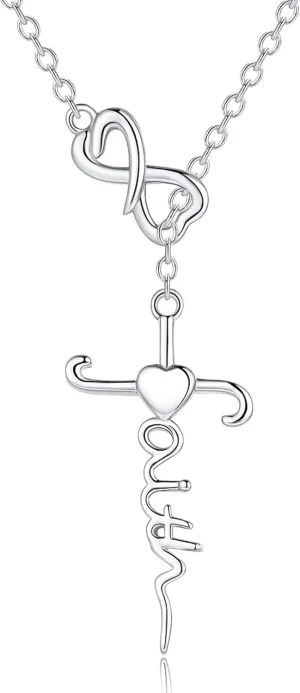 Sterling Silver Lariat Necklace for Mom and Daughter: Meaningful Mother Daughter Necklaces for Women  Mothers Day Birthday Christmas Jewelry Gift for Women