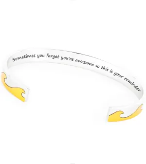 STORYJEWELLERY Inspirational Bracelets for Women, Wave Cuff Bangle, Mantra Bracelets, Motivational Gifts for Women, Chritstian Jewelry, Beach Jewelry