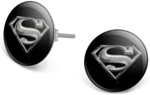 Superman Steel Logo Novelty Silver Plated Stud Earrings