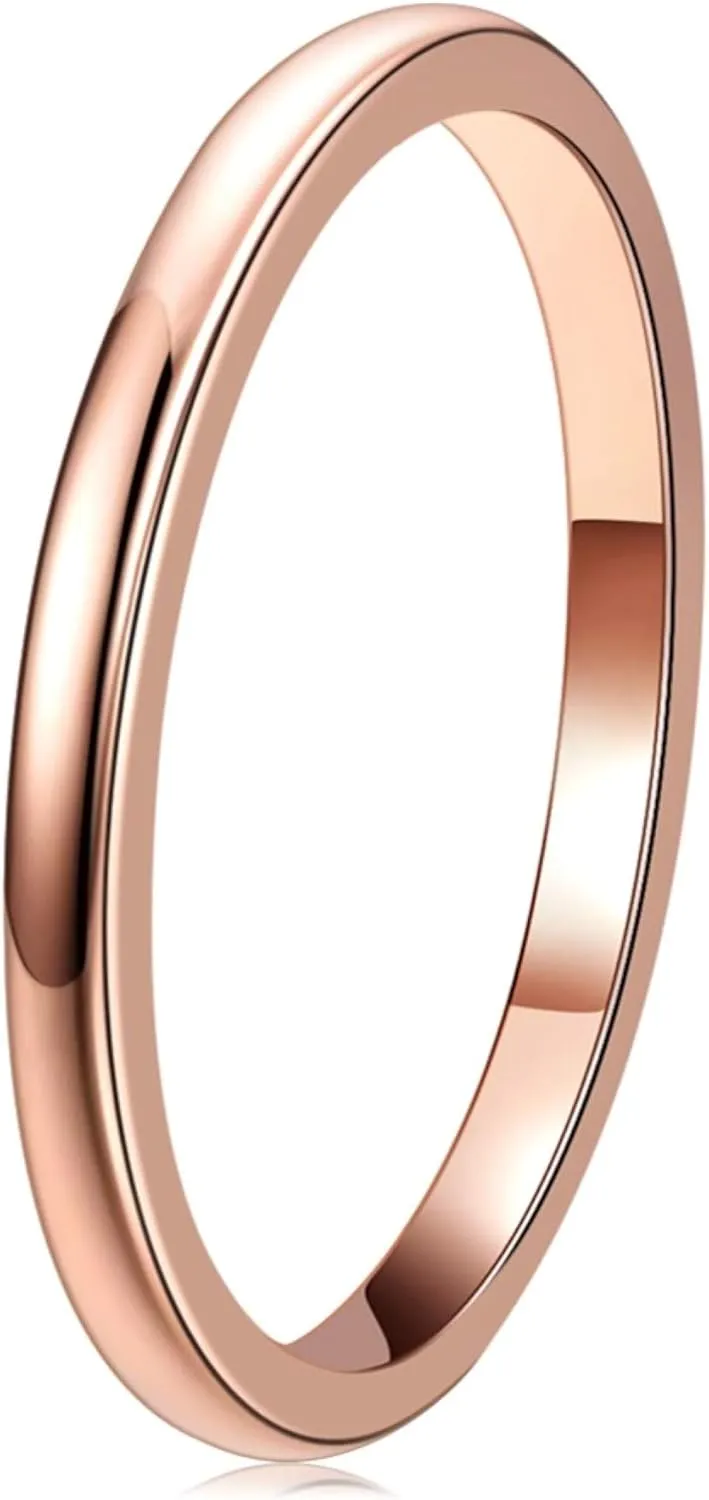 THREE KEYS JEWELRY 1mm 2mm 4mm 6mm 8mm Brushed Tungsten Titanium Wedding Promise Ring for Women Mens Plated Blue/Gold/Rose Gold/Rainbow/Custom Polished Band
