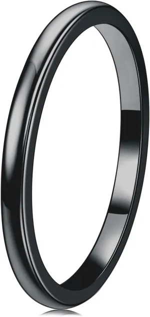 THREE KEYS JEWELRY 1mm 2mm 4mm 6mm 8mm Tungsten Wedding Ring for Women Mens Wedding Bands Silver/Back Domed Polished Engagement Band