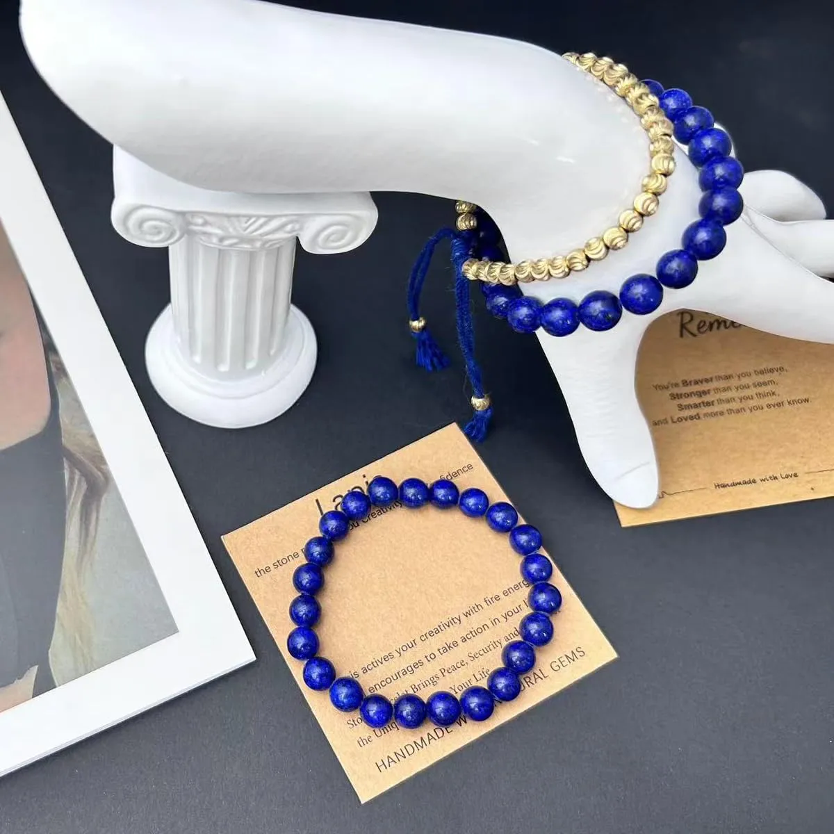 Tibetan Copper Bead Bracelet - Lapis Lazuli Bracelet - Friendship Bracelet String - Inspirational Bracelets - Handmade Healing Crystal Protection Energy - Buddhist Bracelets (Lapis Lazuli)
