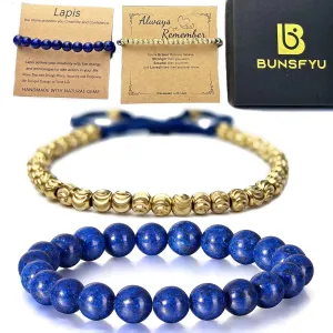 Tibetan Copper Bead Bracelet - Lapis Lazuli Bracelet - Friendship Bracelet String - Inspirational Bracelets - Handmade Healing Crystal Protection Energy - Buddhist Bracelets (Lapis Lazuli)