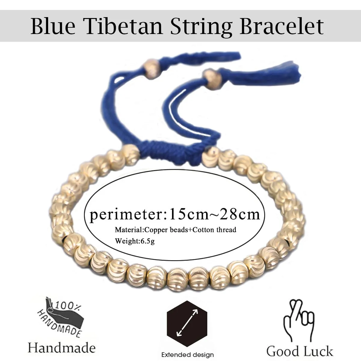 Tibetan Copper Bead Bracelet - Lapis Lazuli Bracelet - Friendship Bracelet String - Inspirational Bracelets - Handmade Healing Crystal Protection Energy - Buddhist Bracelets (Lapis Lazuli)
