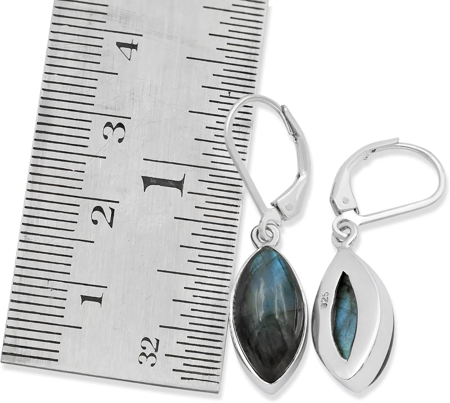 TISHAVI Natural Gemstone Marquise Shape Dangle Earrings - 925 Sterling Silver Leverback Birthstone Jewelry Earrings for Women