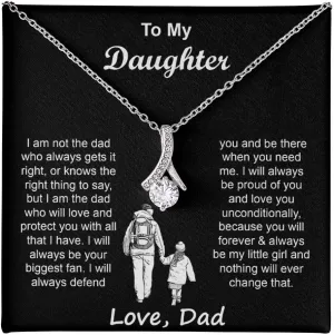 To My Badass Daughter Necklace - Birthday Gifts for Daughter from Dad, Mom - Meaningful Father-Daughter Jewelry with Inspirational Message Card - Perfect Graduation, Christmas Gift