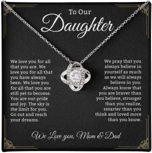 To My Badass Daughter Necklace - Birthday Gifts for Daughter from Dad, Mom - Meaningful Father-Daughter Jewelry with Inspirational Message Card - Perfect Graduation, Christmas Gift