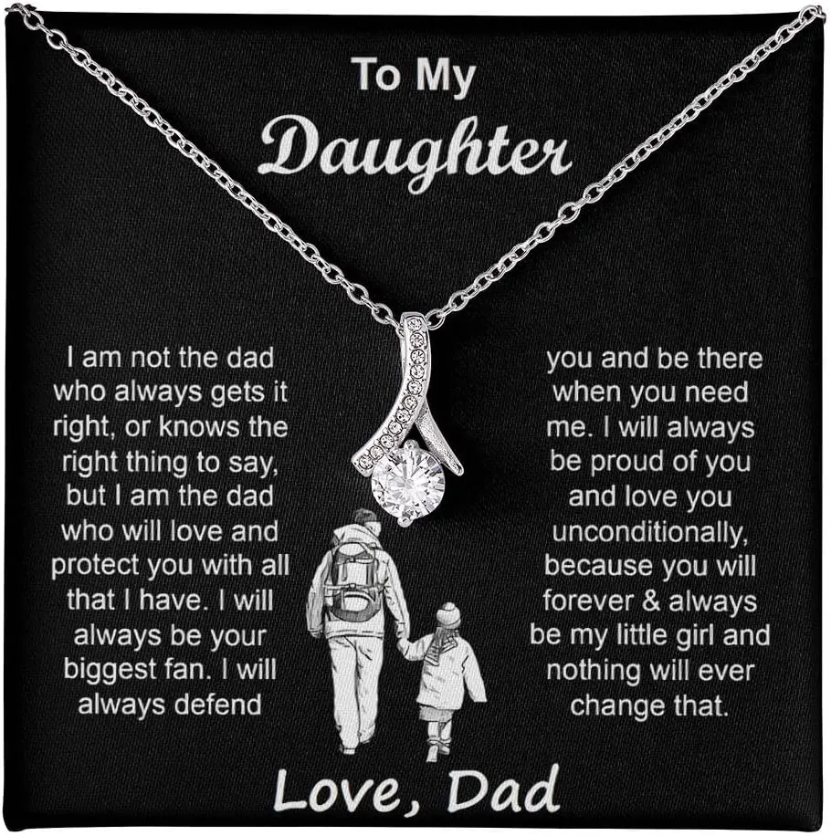 To My Badass Daughter Necklace - Birthday Gifts for Daughter from Dad, Mom - Meaningful Father-Daughter Jewelry with Inspirational Message Card - Perfect Graduation, Christmas Gift