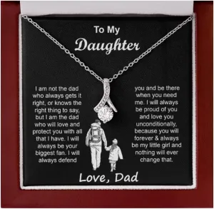 To My Badass Daughter Necklace - Birthday Gifts for Daughter from Dad, Mom - Meaningful Father-Daughter Jewelry with Inspirational Message Card - Perfect Graduation, Christmas Gift