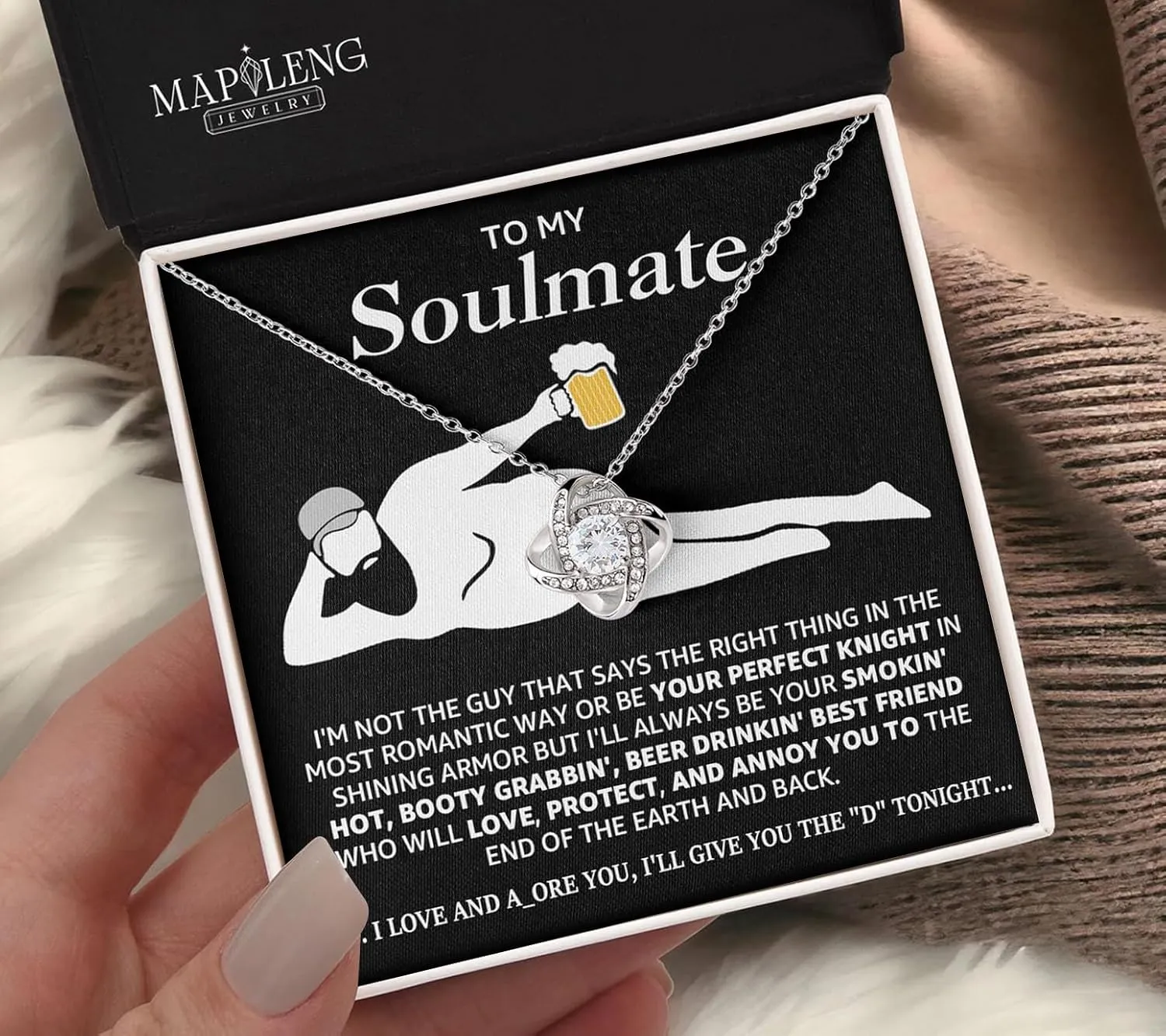 To My Soulmate Necklace For Women, Funny Gifts For Girlfriend, Personalized Christmas Presents For Girlfriend, Best Birthday Meaningful Gift Ideas For Wife, Women Romantic Jewelry For Her Anniversary