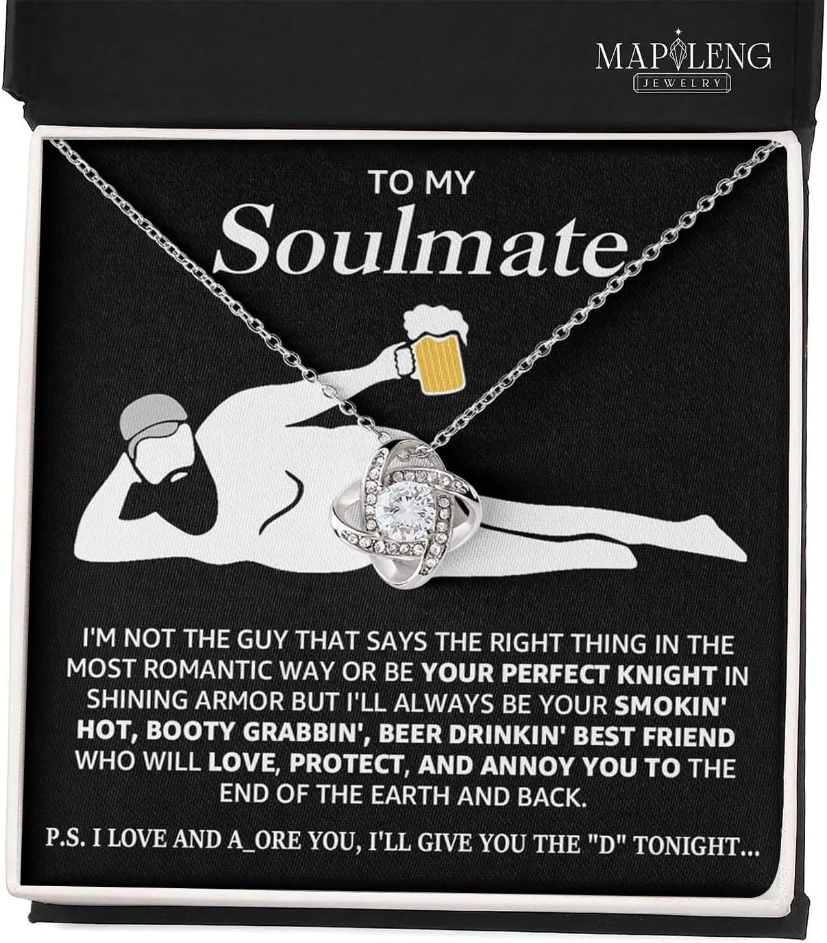 To My Soulmate Necklace For Women, Funny Gifts For Girlfriend, Personalized Christmas Presents For Girlfriend, Best Birthday Meaningful Gift Ideas For Wife, Women Romantic Jewelry For Her Anniversary