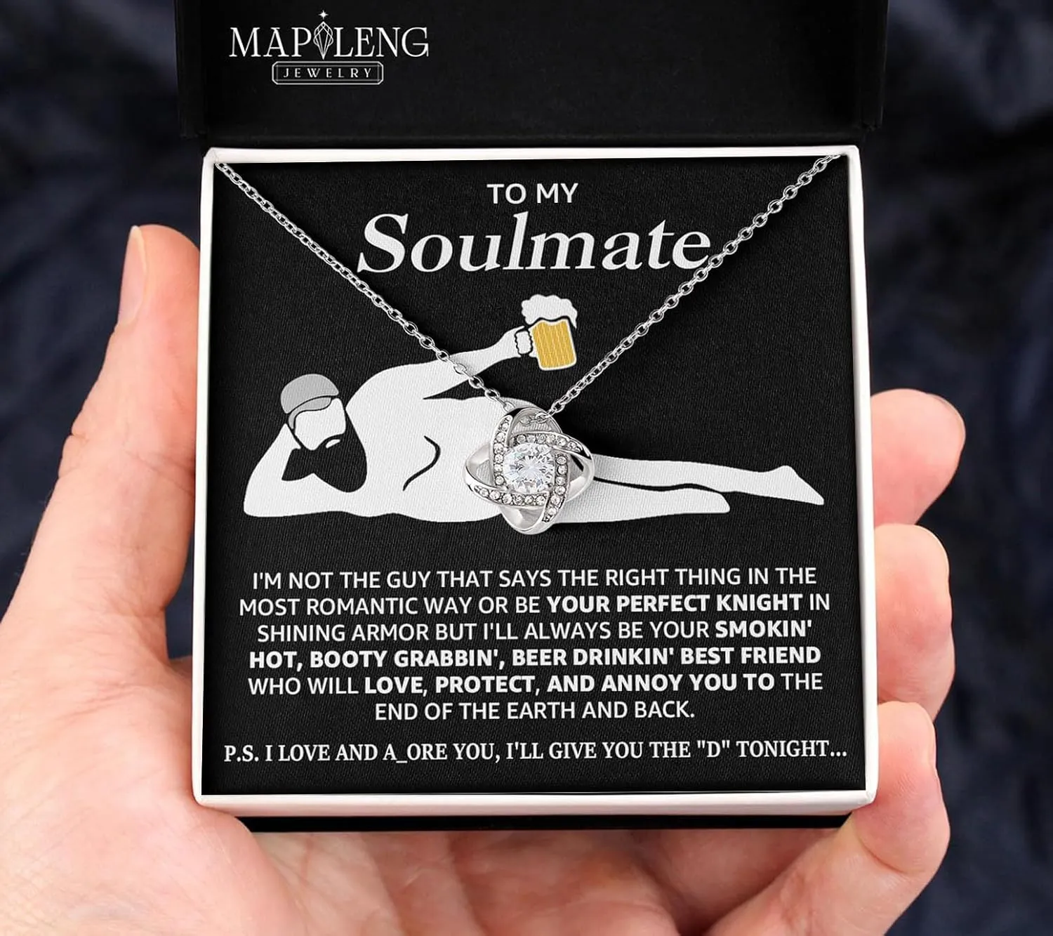To My Soulmate Necklace For Women, Funny Gifts For Girlfriend, Personalized Christmas Presents For Girlfriend, Best Birthday Meaningful Gift Ideas For Wife, Women Romantic Jewelry For Her Anniversary