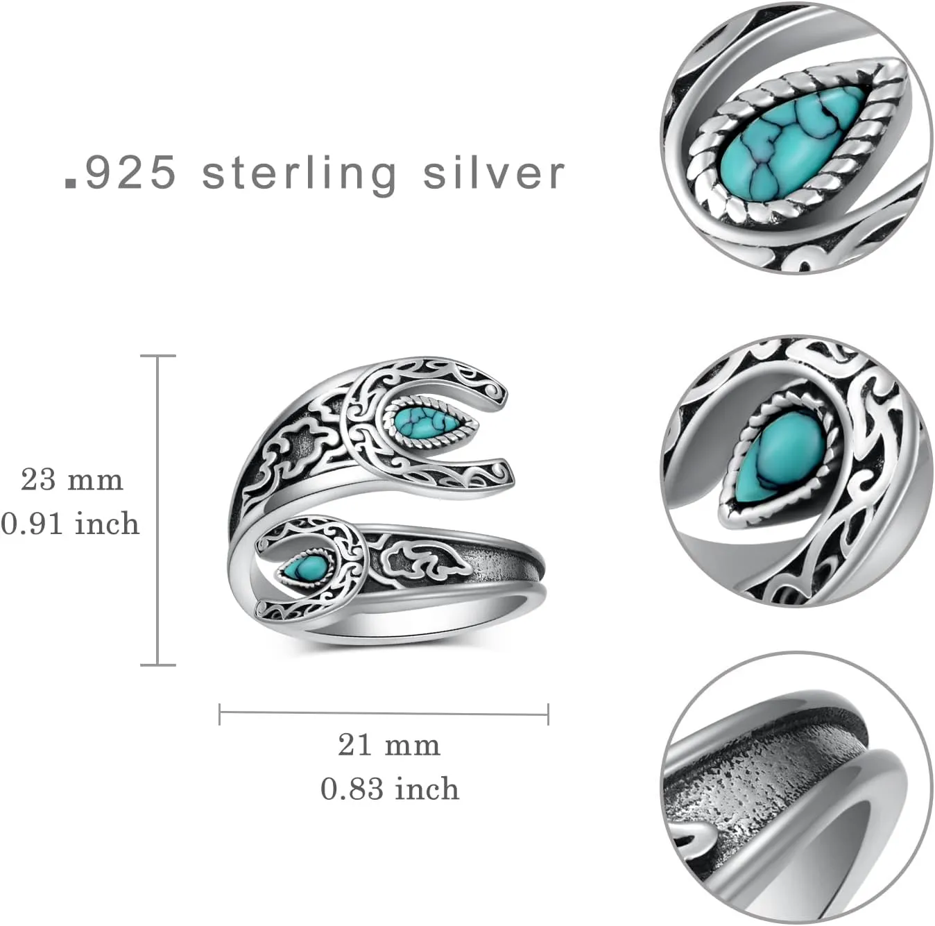 Turquoise Ring 925 Sterling Silver Turquoise Thumb Ring Western Jewelry for Women