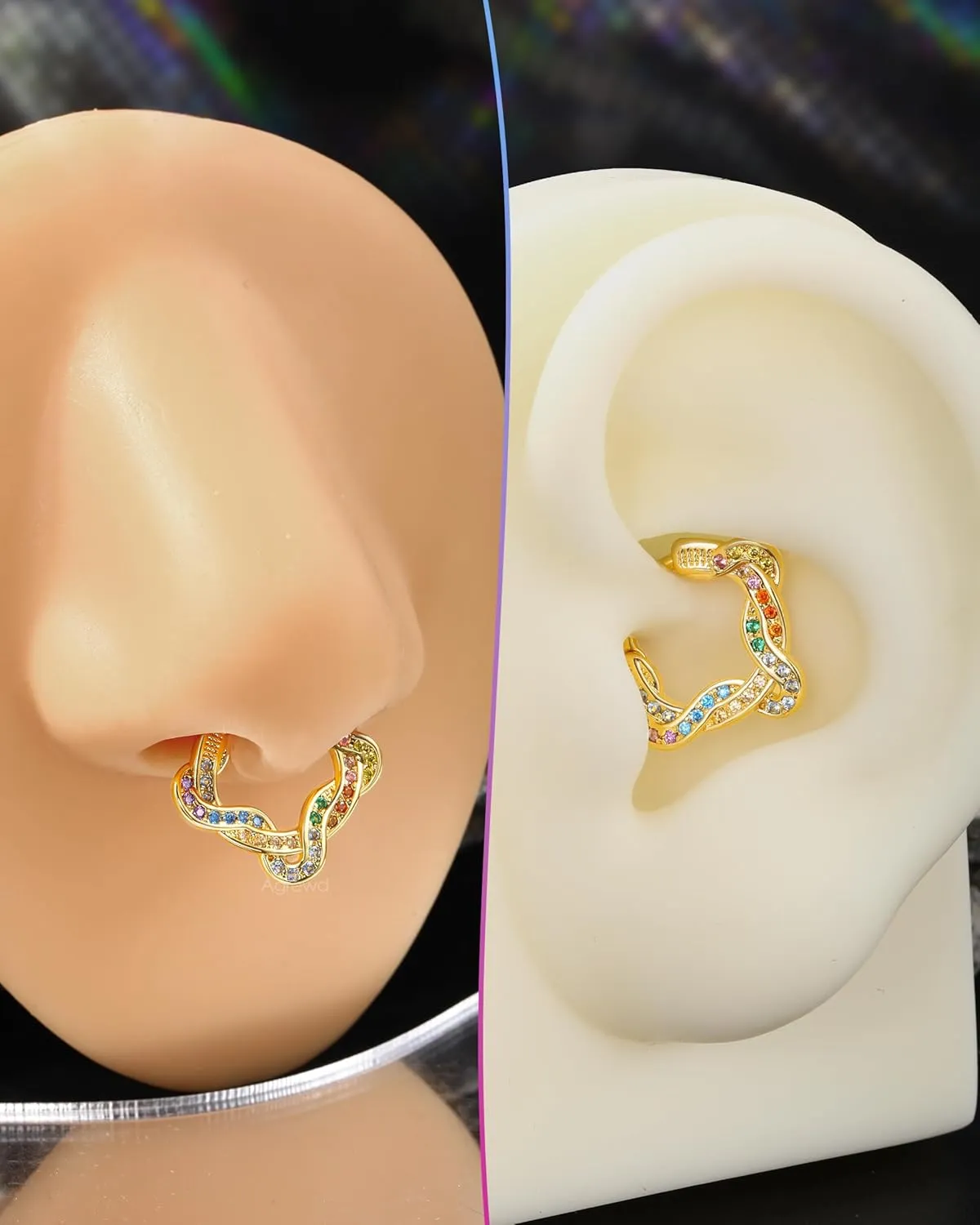 Twist Septum Rings 16G Gold Septum Jewelry Colorful Helix Daith Earrings 8/10MM Helix Daith Piercing Jewelry Stainless Steel