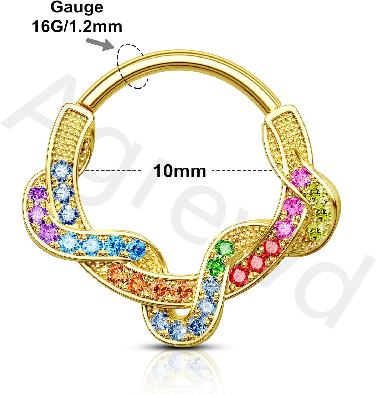 Twist Septum Rings 16G Gold Septum Jewelry Colorful Helix Daith Earrings 8/10MM Helix Daith Piercing Jewelry Stainless Steel