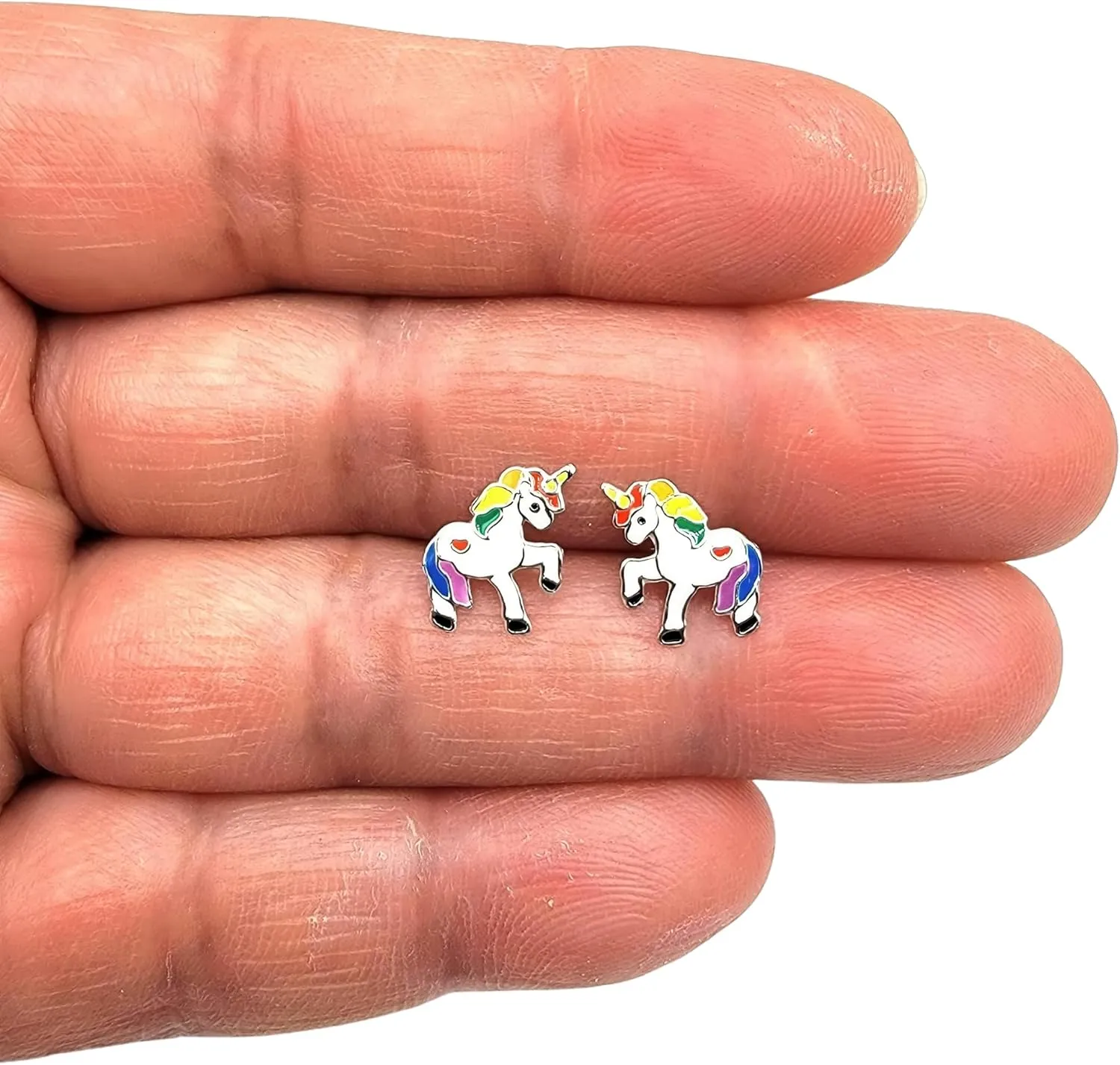 Unicorn Sterling Silver Tiny Stud Earrings, Cartilage Tragus Helix Second Piercing Jewelry