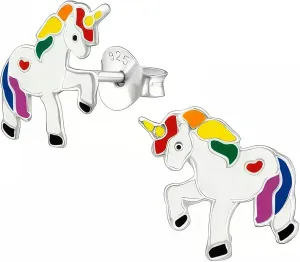 Unicorn Sterling Silver Tiny Stud Earrings, Cartilage Tragus Helix Second Piercing Jewelry