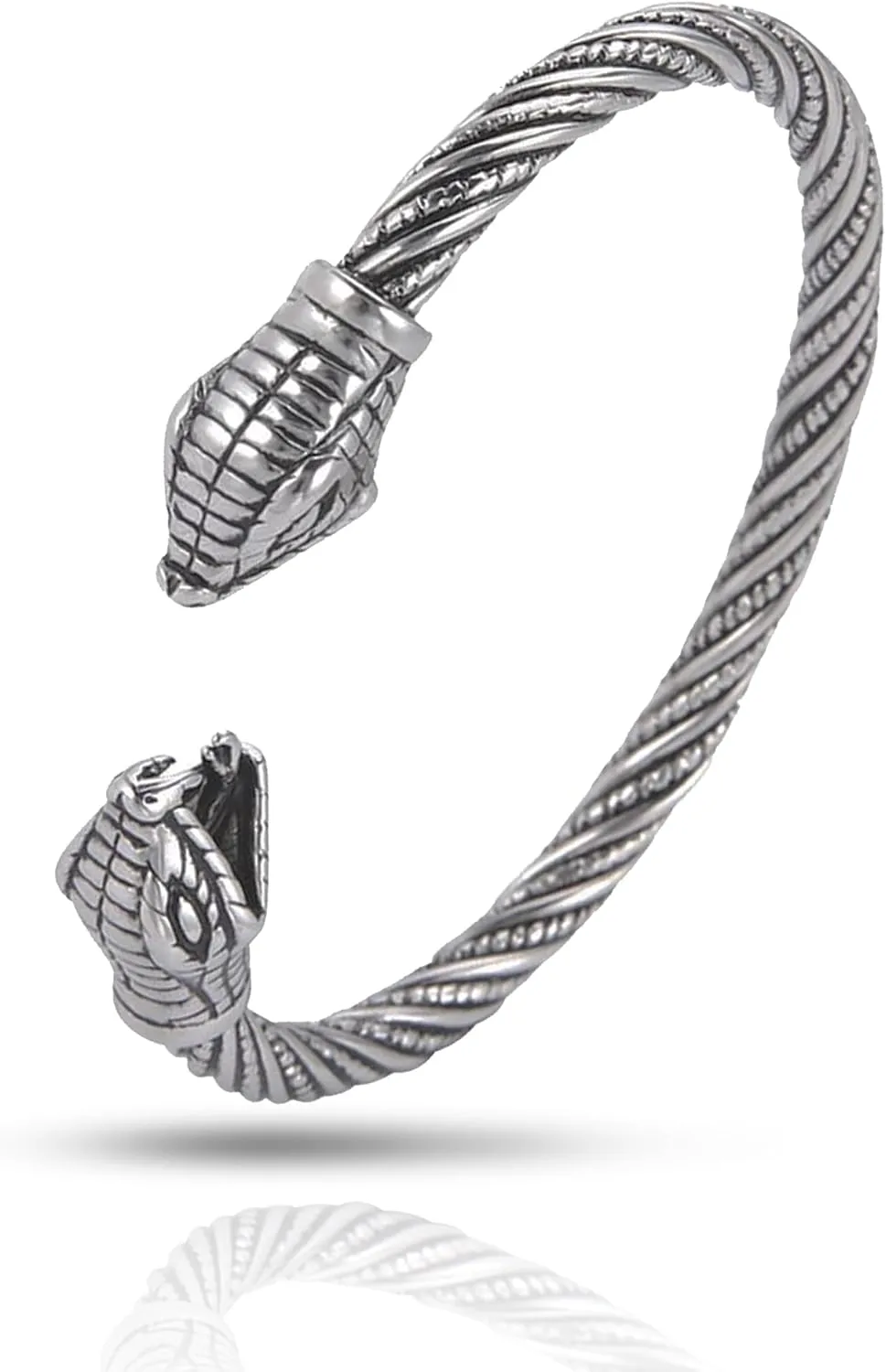 Viking Bracelet for Men Double Dragon Snake Norse Viking Arm Rings Adjustable Open Bangle Twisted Cable Cuff Bangle Pagan Wicca Jewelry