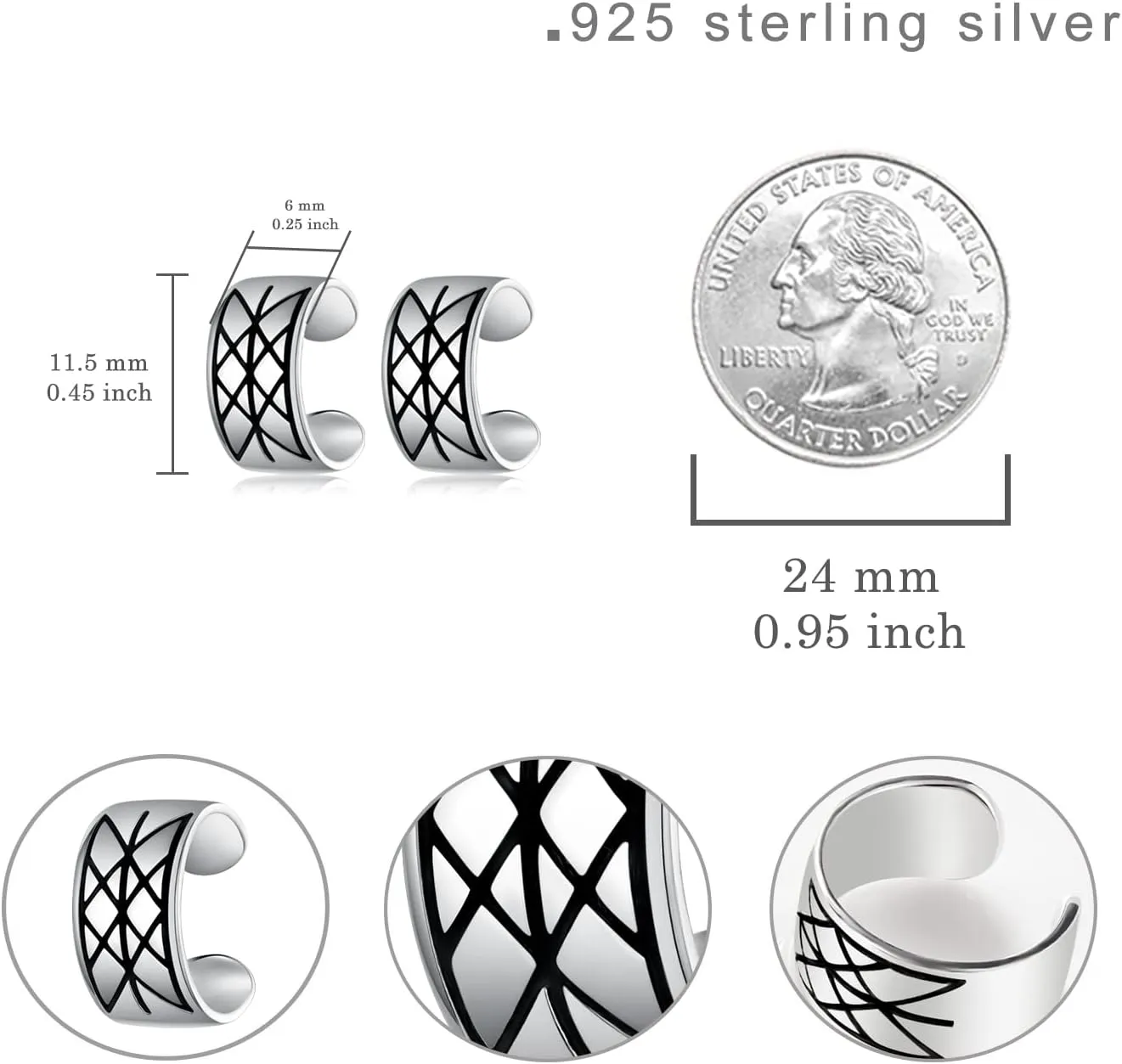 Viking Hoop Earrings and Norse Viking Ear Cuff 925 Sterling Silver Viking Earrings for Men Women