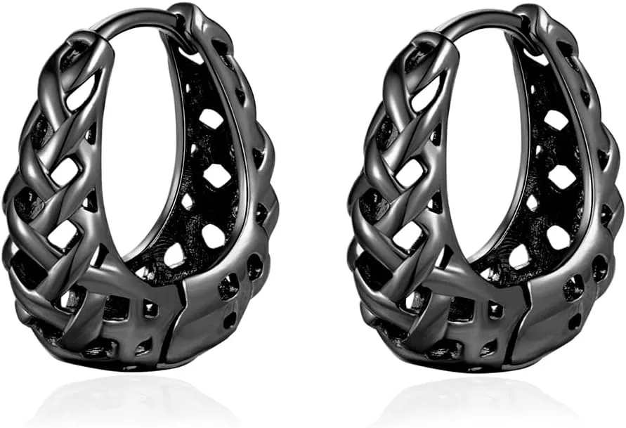 Vintage Chunky Hoop Earrings for Women Fashion Thick Hollow Out Hoops Hip Hop Punk Earring Style Goth Streetwear Charms Dangle Hoops Jewelry