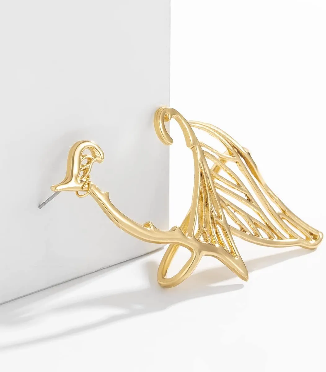 Vintage Elves Ear Cuff Retro Pierced Ear Wrap Cartilage Stud Earring Gothic Metal Elf Ear Cuffs Filigree Elf Cosplay Ear Butterfly Jewelry for Women