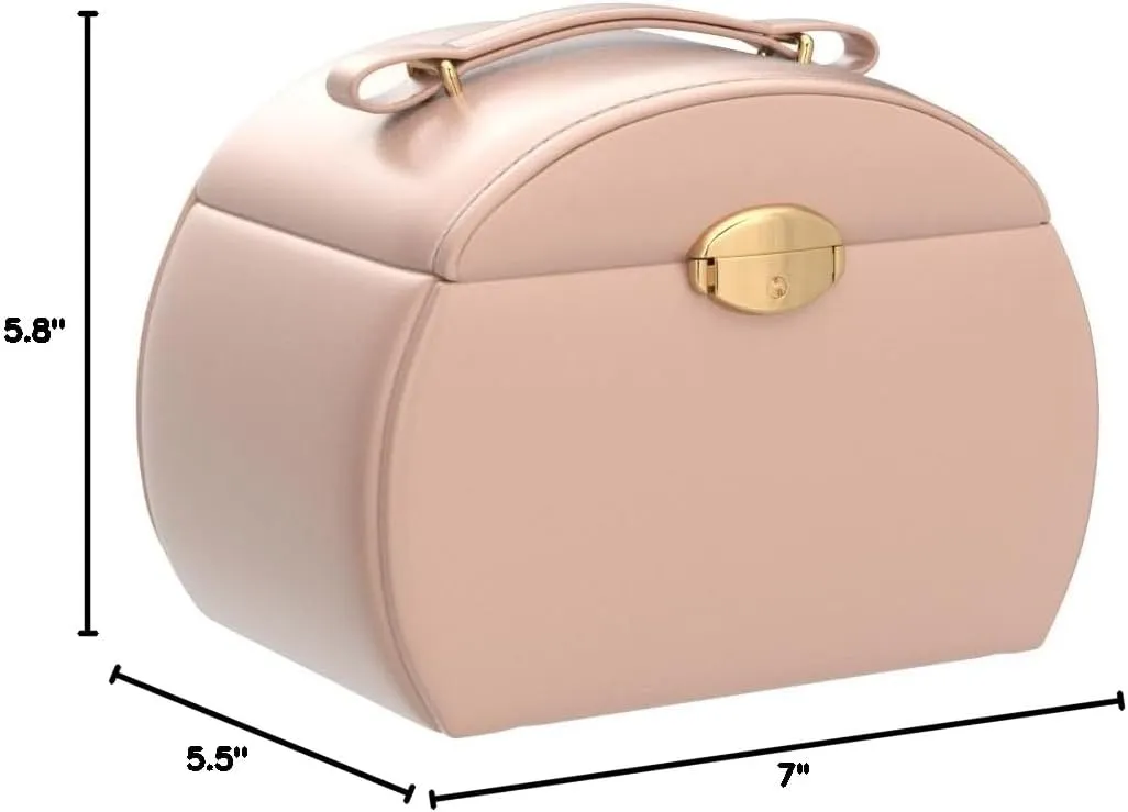 Vlando Musical Jewelry Box with Spinning Ballerina, Lockable Girls Jewelry Organizer for Necklaces Rings and Hair Accessories, Gift for Girls and Kids, Pink
