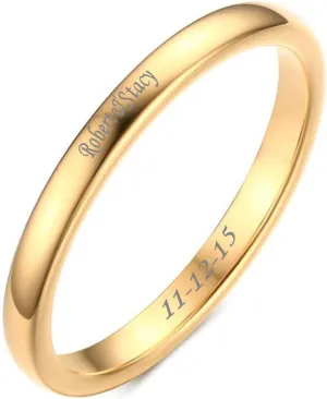 VNOX Customize Personalized 2MM/4MM/6MM/8MM Tungsten Carbide Simple Polished Finish Wedding Band Engagement Rings for Men Women