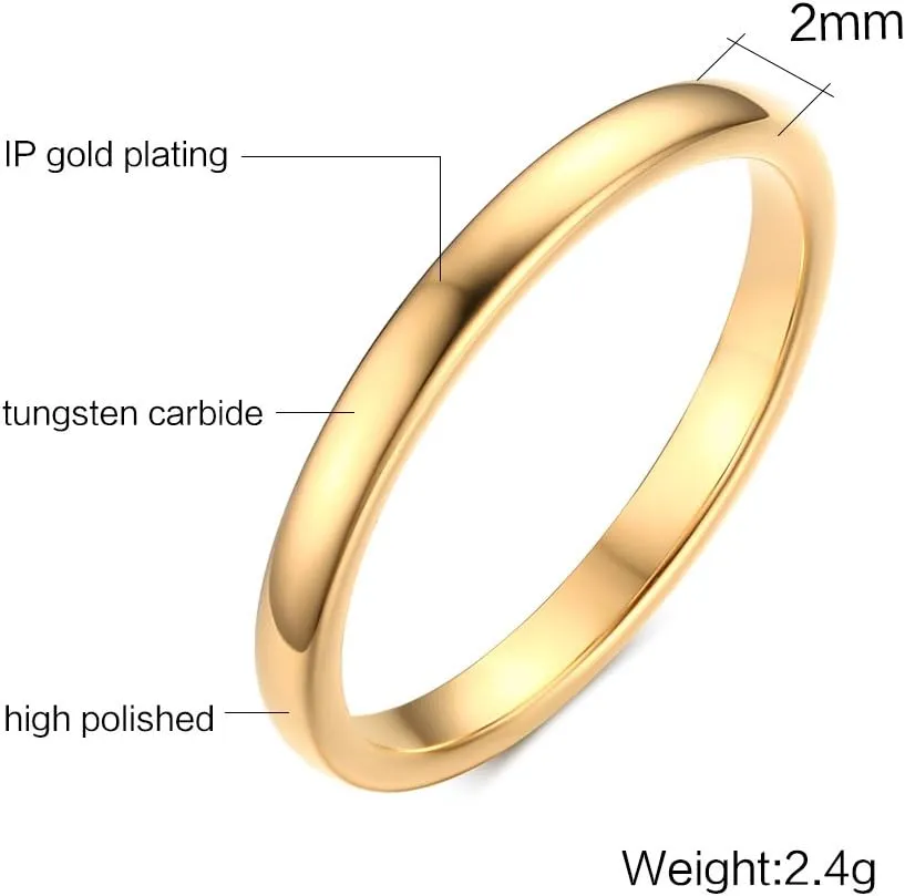 VNOX Customize Personalized 2MM/4MM/6MM/8MM Tungsten Carbide Simple Polished Finish Wedding Band Engagement Rings for Men Women