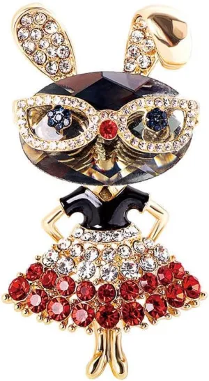 WCRAZYE Rhinestone Bow Rabbit Brooch Pin for Women Girls Men Gold Plated Fashion Cute Crystal Bow Enamel Cartoon Bunny Gentleman Brooches Lapel Pins Lucky Decor Dress Accessories Easter Holiday Jewelry Gift