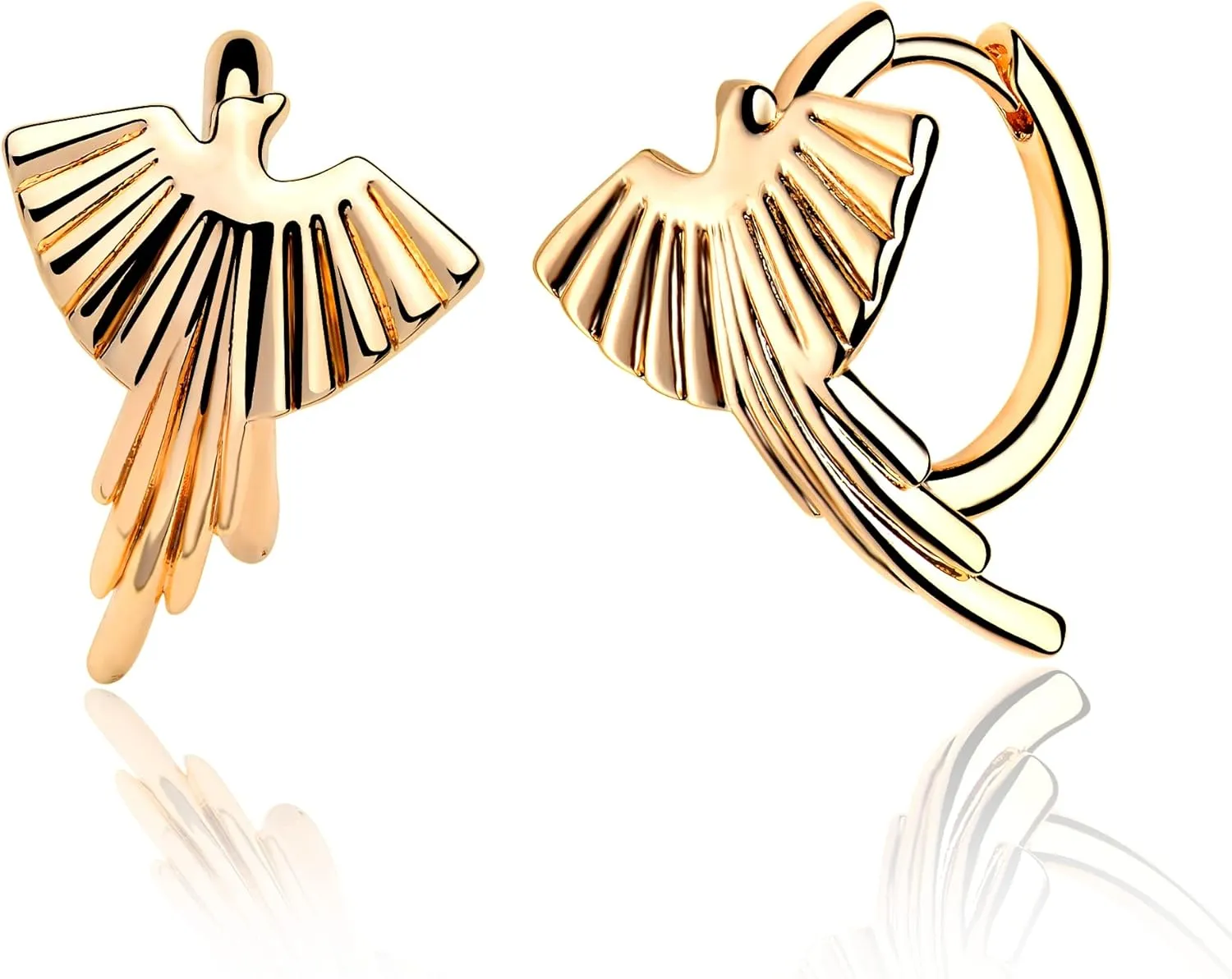 WEARON 14K Gold Plated Huggie Earrings for Women Personality Simplicity Twisted Chain Hoop Earrings Hypoallergenic Designer Ear Rings Fashion Jewelry Hollow Out Earrings (Phoenix)