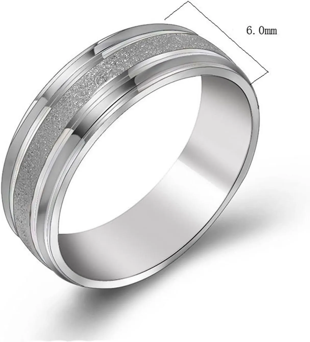 Wedding Band Sets for Women and Men, Stainless Steel Couple Engagement Rings Set 6MM Polished and Matte Round Silver Rings Set