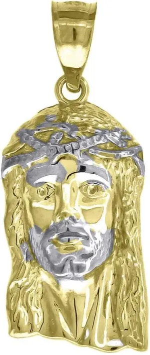 Whimsical Charms Collection Enchanted Elegance Charms Collection 10K Two-Tone Gold Jesus Religious Charm Pendant for Mens 1.3g Design-XZX888-2172