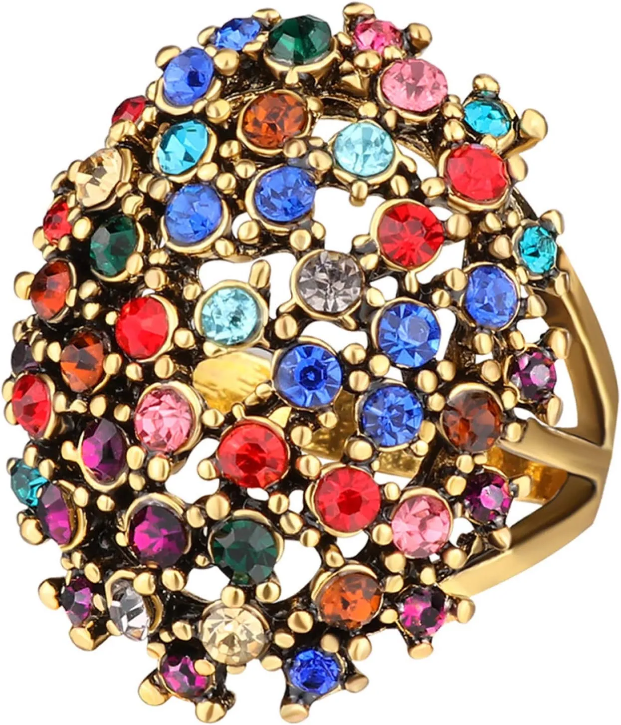 Women Fashion Ring Jewelry Wedding Rings Cute Girls Rings Luxury Oval Colorful Rhinestone Inlaid Women Finger Ring Party Jewelry Gift for Girlfriend Wife Mom Teen Couples