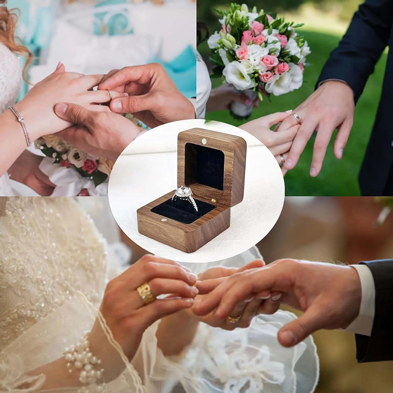 women's small proposal engagement ring box Single slot,wooden ring bearer case holder box,vintage earring gift box, Applicable to wedding,engagement,anniversary ring boxes(women's small rings)