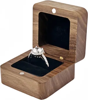 women's small proposal engagement ring box Single slot,wooden ring bearer case holder box,vintage earring gift box, Applicable to wedding,engagement,anniversary ring boxes(women's small rings)