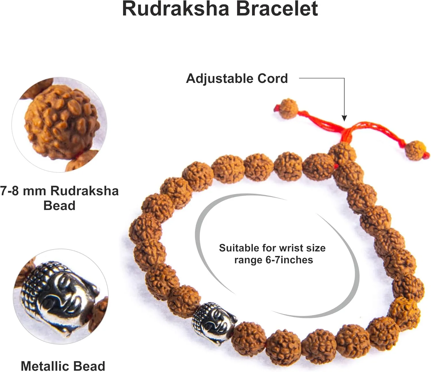 Wonder Care Authentic Rudraksha Mala | 5face Genuine Himalayan Rudraksha bracelet | Rudraksha Bead| Beaded Bracelets for Men | Pendant Necklace with Bead Bracelets