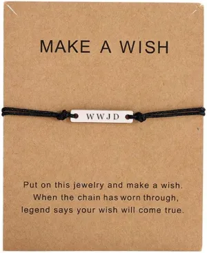 WWJD Bracelet for Men Women,Stainless Steel Adjusted Cord What Would Jesus Do Bracelets Religious Christian Meaningful Inspirational Jewelry Gifts for Valentine's day,Baptism Gift