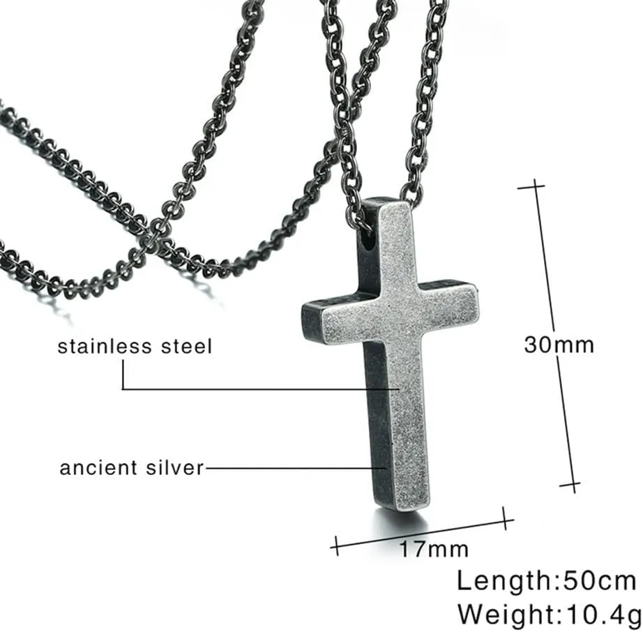 WWJD HWLF Cross Necklace Medium Cross Pendant What Would Jesus Do Hand Prayer Necklaces Stainless Steel Christian Crucifix Catholic Religious Jewelry for Unisex for Baptism Gift