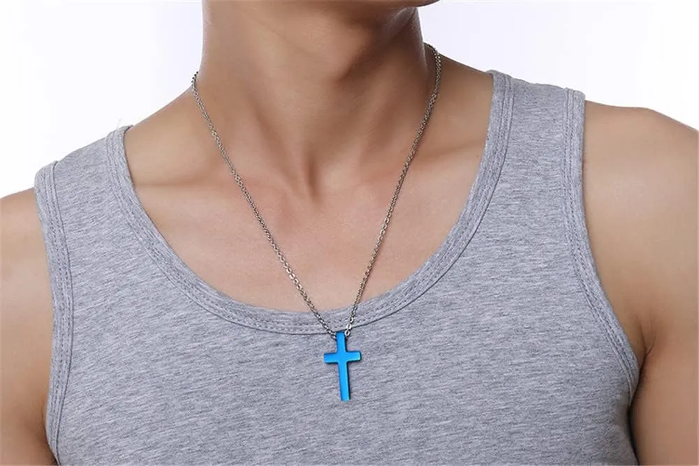 WWJD HWLF Cross Necklace Medium Cross Pendant What Would Jesus Do Hand Prayer Necklaces Stainless Steel Christian Crucifix Catholic Religious Jewelry for Unisex for Baptism Gift