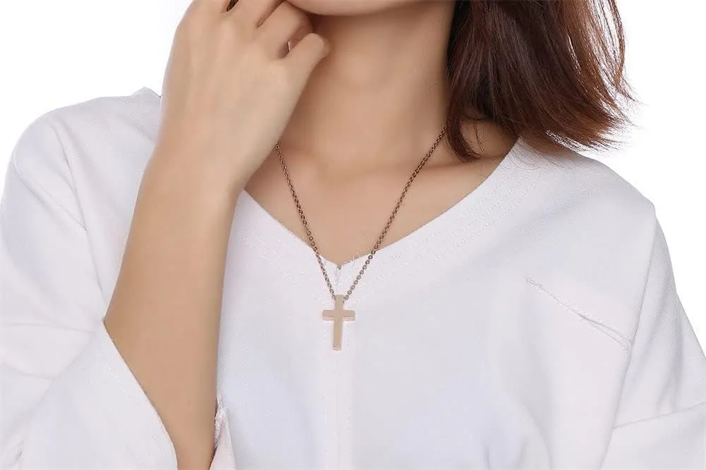 WWJD HWLF Cross Necklace Medium Cross Pendant What Would Jesus Do Hand Prayer Necklaces Stainless Steel Christian Crucifix Catholic Religious Jewelry for Unisex for Baptism Gift
