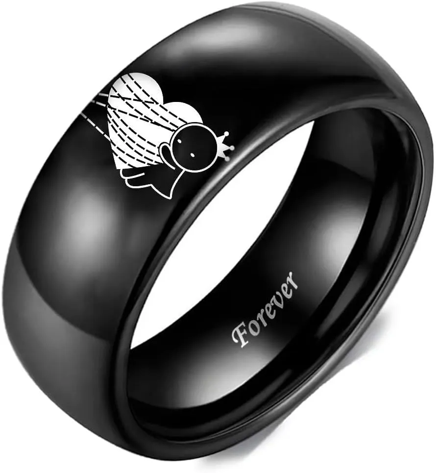 XAHH Spiderman Superhero Couples Ring for Him and Her Forever Together Heart Lovers Ring Anniversary Promise Wedding Band Stainless Steel Black