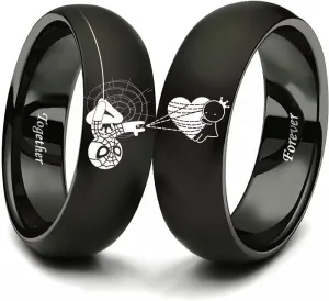 XAHH Spiderman Superhero Couples Ring for Him and Her Forever Together Heart Lovers Ring Anniversary Promise Wedding Band Stainless Steel Black