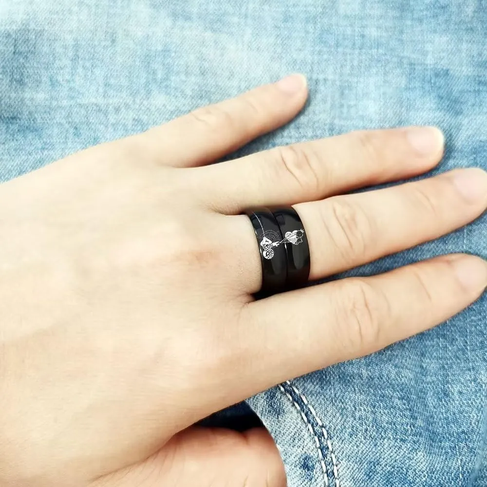 XAHH Spiderman Superhero Couples Ring for Him and Her Forever Together Heart Lovers Ring Anniversary Promise Wedding Band Stainless Steel Black