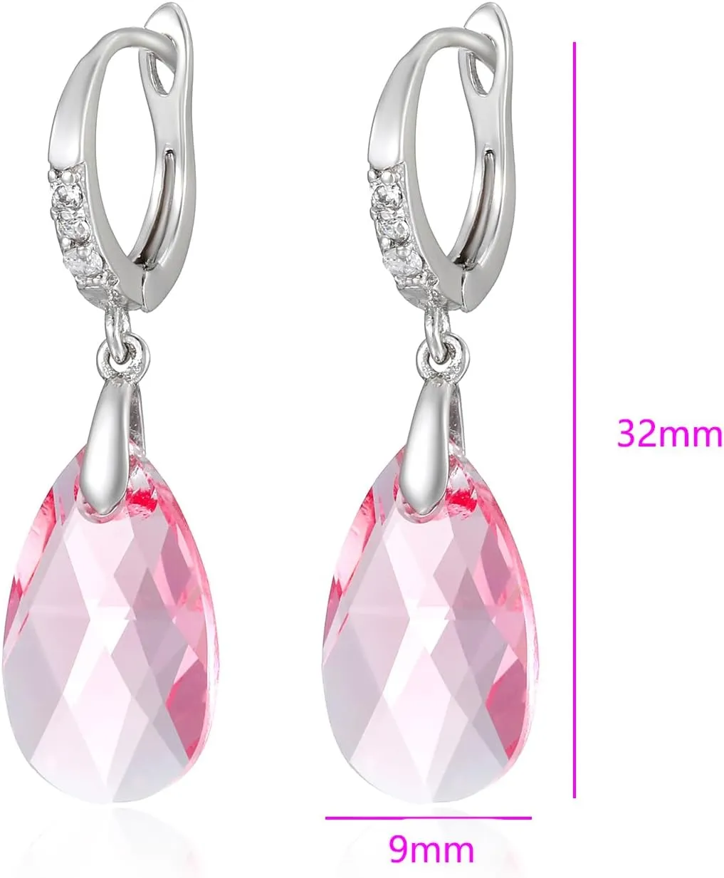 XUPING Dangle Drop Earrings for Women Silver Teardrop Dangling Crystal Small Huggie Cubic Zirconia Hypoallergenic Trendy Earring Jewelry