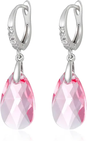 XUPING Dangle Drop Earrings for Women Silver Teardrop Dangling Crystal Small Huggie Cubic Zirconia Hypoallergenic Trendy Earring Jewelry