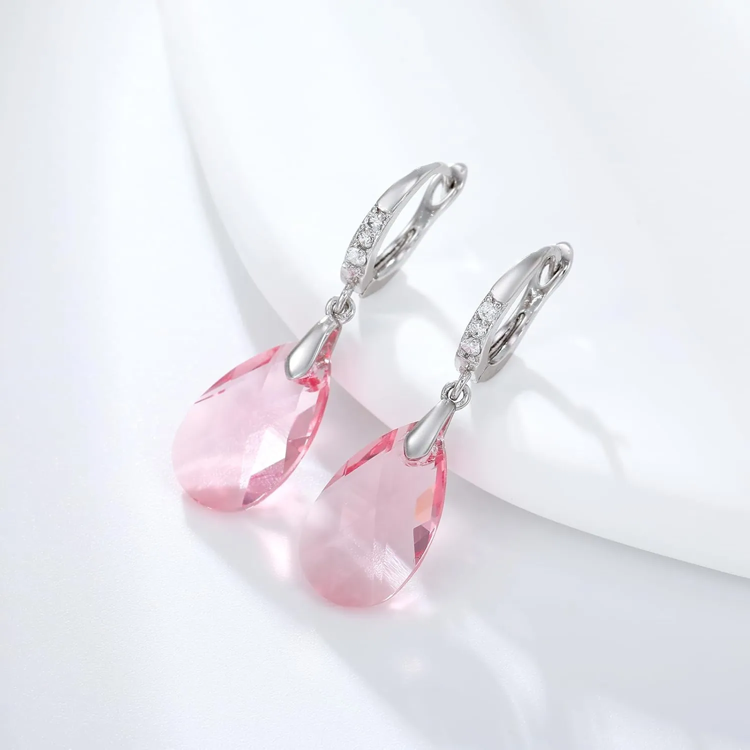 XUPING Dangle Drop Earrings for Women Silver Teardrop Dangling Crystal Small Huggie Cubic Zirconia Hypoallergenic Trendy Earring Jewelry