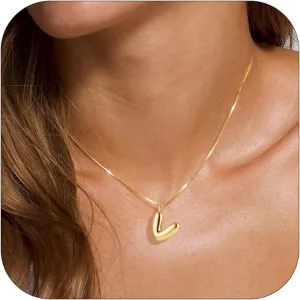 YANCHUN Gold Initial Necklaces for Women Dainty Gold Letter Necklace Trendy Alphabet Name Pendant Necklace Gold Jewelry Gifts